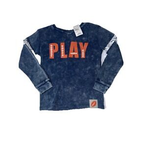 Mish Boys Play Football Blue Thermal‎ Waffle Long Sleeve Shirt Size 6 NWT